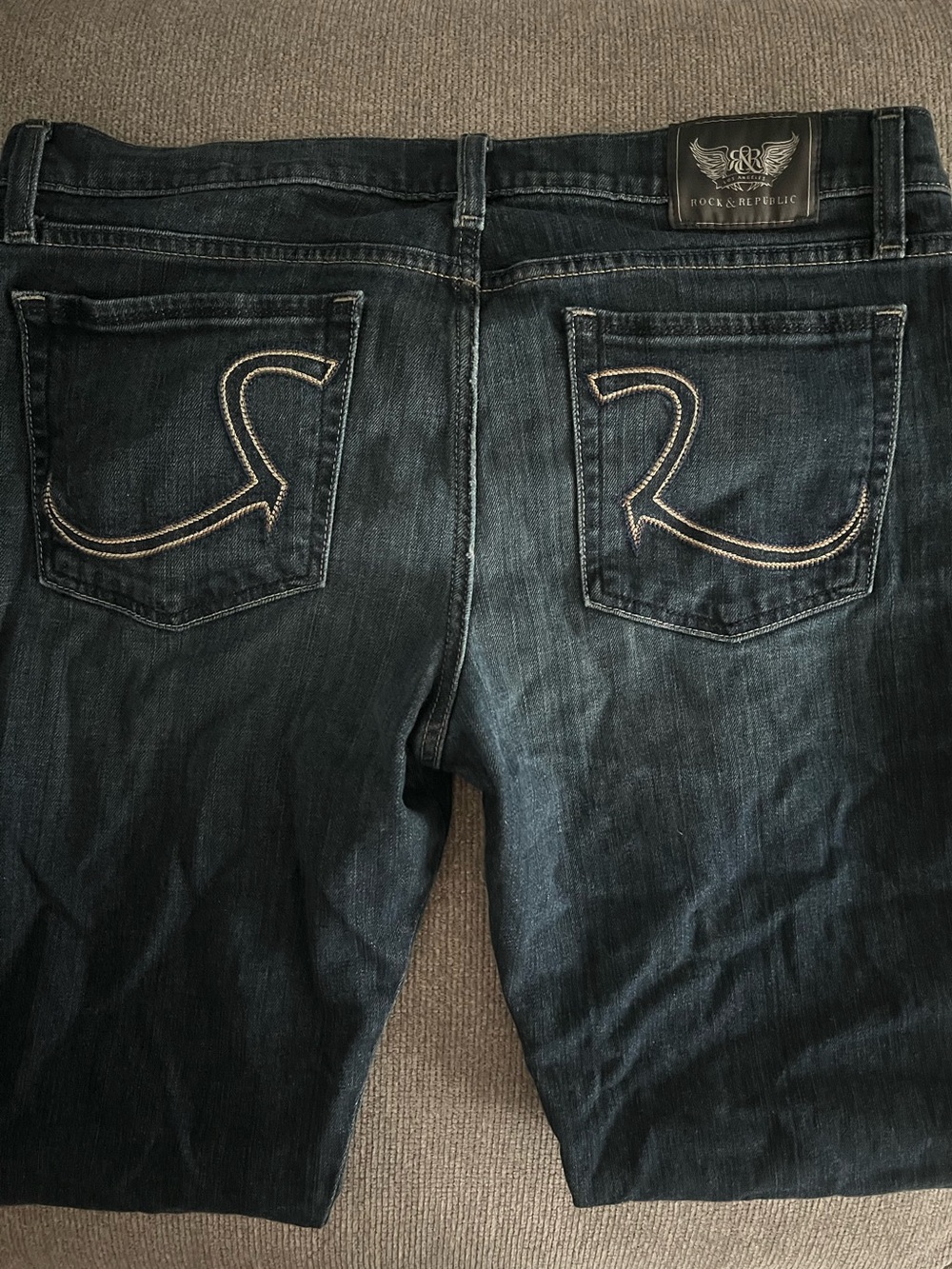 Rock & Republic Dark Indigo Jeans with Contrast Pocket Stitching